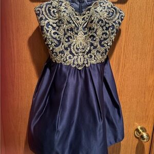 Blondie Nites Navy and Gold Dress